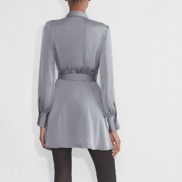 NWT! Babaton Hyde Satin Wrap Mini Dress - Picture 5 of 9